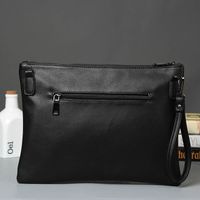 Men's Pu Leather Solid Color Basic Zipper Envelope Bag Clutch Bag main image 4
