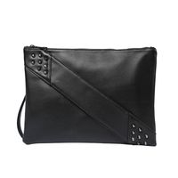 Men's Pu Leather Solid Color Basic Zipper Envelope Bag Clutch Bag sku image 1