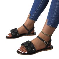 Women's Casual Solid Color Flower Rivet Round Toe Open Toe Ankle Strap Sandals main image 3