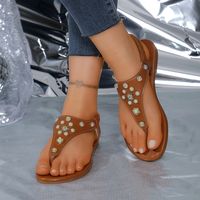 Women's Casual Roman Style Solid Color Rhinestone Round Toe Open Toe Roman Sandals sku image 9