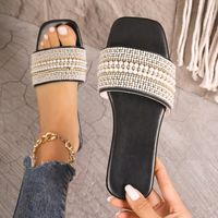Women's Casual Solid Color Pearls Open Toe Slides Slippers sku image 1