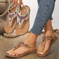 Women's Bohemian Colorful T-Strap Thong Sandals main image 1