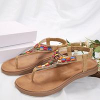 Women's Bohemian Colorful T-Strap Thong Sandals sku image 4