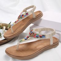 Women's Bohemian Colorful T-Strap Thong Sandals sku image 2