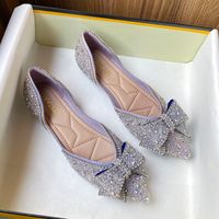 Women's Elegant Solid Color Rhinestone Bowknot Point Toe Casual Shoes main image 2