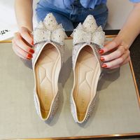 Women's Elegant Solid Color Rhinestone Bowknot Point Toe Casual Shoes main image 3