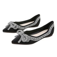 Women's Elegant Solid Color Rhinestone Bowknot Point Toe Flats sku image 3