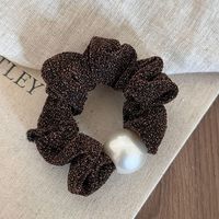 Women's Simple Style Solid Color Cloth Pearl Hair Tie sku image 2