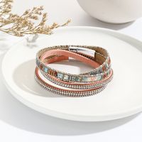 Lässig Bohemien Geometrisch Pu-Leder Legierung Überzug Inlay Strasssteine Frau Armbänder main image 1