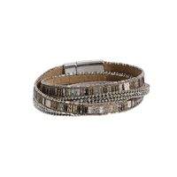 Lässig Bohemien Geometrisch Pu-Leder Legierung Überzug Inlay Strasssteine Frau Armbänder main image 4