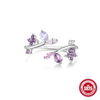 Sterling Silver Sweet Shiny Heart Shape Flower Bow Knot Plating Flowers Zircon Open Rings sku image 9