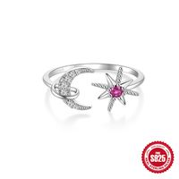 Plata Esterlina Dulce Brillante Forma De Corazón Flor Nudo De Lazo Enchapado Flores Circón Anillos Abiertos sku image 7