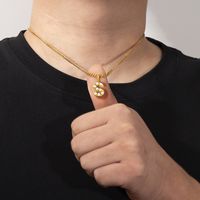 Stainless Steel 14K Gold Plated Rose Gold Plated Simple Style Hollow Out Inlay Letter Artificial Pearls Pendant Necklace main image 3