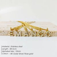 Stainless Steel 14K Gold Plated Rose Gold Plated Simple Style Hollow Out Inlay Letter Artificial Pearls Pendant Necklace main image 2