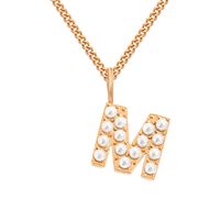 Stainless Steel 14K Gold Plated Rose Gold Plated Simple Style Hollow Out Inlay Letter Artificial Pearls Pendant Necklace sku image 50