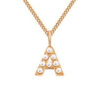 Stainless Steel 14K Gold Plated Rose Gold Plated Simple Style Hollow Out Inlay Letter Artificial Pearls Pendant Necklace sku image 27