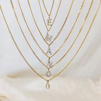 Stainless Steel 14K Gold Plated Rose Gold Plated Simple Style Hollow Out Inlay Letter Artificial Pearls Pendant Necklace main image 5