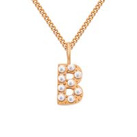 Stainless Steel 14K Gold Plated Rose Gold Plated Simple Style Hollow Out Inlay Letter Artificial Pearls Pendant Necklace sku image 29