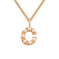 Stainless Steel 14K Gold Plated Rose Gold Plated Simple Style Hollow Out Inlay Letter Artificial Pearls Pendant Necklace sku image 31