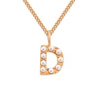 Stainless Steel 14K Gold Plated Rose Gold Plated Simple Style Hollow Out Inlay Letter Artificial Pearls Pendant Necklace sku image 33