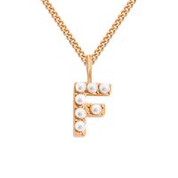 Stainless Steel 14K Gold Plated Rose Gold Plated Simple Style Hollow Out Inlay Letter Artificial Pearls Pendant Necklace sku image 37