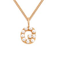Stainless Steel 14K Gold Plated Rose Gold Plated Simple Style Hollow Out Inlay Letter Artificial Pearls Pendant Necklace sku image 39