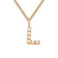 Stainless Steel 14K Gold Plated Rose Gold Plated Simple Style Hollow Out Inlay Letter Artificial Pearls Pendant Necklace sku image 49