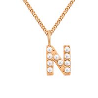Stainless Steel 14K Gold Plated Rose Gold Plated Simple Style Hollow Out Inlay Letter Artificial Pearls Pendant Necklace sku image 52