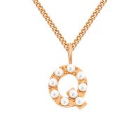 Stainless Steel 14K Gold Plated Rose Gold Plated Simple Style Hollow Out Inlay Letter Artificial Pearls Pendant Necklace sku image 58