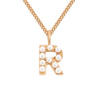 Stainless Steel 14K Gold Plated Rose Gold Plated Simple Style Hollow Out Inlay Letter Artificial Pearls Pendant Necklace sku image 60