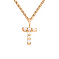 Stainless Steel 14K Gold Plated Rose Gold Plated Simple Style Hollow Out Inlay Letter Artificial Pearls Pendant Necklace sku image 63