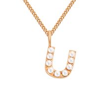 Stainless Steel 14K Gold Plated Rose Gold Plated Simple Style Hollow Out Inlay Letter Artificial Pearls Pendant Necklace sku image 65