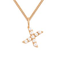Stainless Steel 14K Gold Plated Rose Gold Plated Simple Style Hollow Out Inlay Letter Artificial Pearls Pendant Necklace sku image 71