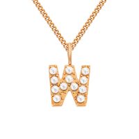 Stainless Steel 14K Gold Plated Rose Gold Plated Simple Style Hollow Out Inlay Letter Artificial Pearls Pendant Necklace sku image 69