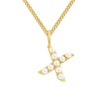 Stainless Steel 14K Gold Plated Rose Gold Plated Simple Style Hollow Out Inlay Letter Artificial Pearls Pendant Necklace sku image 70