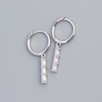 1 Pair Simple Style Shiny Geometric Inlay Sterling Silver Zircon Drop Earrings sku image 1