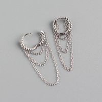 1 Paar Einfacher Stil Die Kette Sterling Silber Ohrringe main image 4