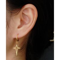 1 Pair Simple Style Star Plating Hollow Out Sterling Silver Drop Earrings main image 4