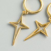 1 Pair Simple Style Star Plating Hollow Out Sterling Silver Drop Earrings main image 5