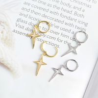 1 Pair Simple Style Star Plating Hollow Out Sterling Silver Drop Earrings main image 6