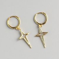 1 Pair Simple Style Star Plating Hollow Out Sterling Silver Drop Earrings sku image 2