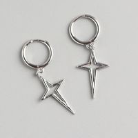 1 Pair Simple Style Star Plating Hollow Out Sterling Silver Drop Earrings sku image 1