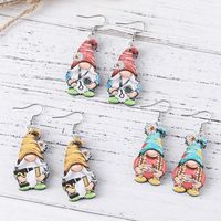 1 Pair Retro Book Cartoon Character Wood Drop Earrings main image 2