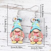 1 Pair Retro Book Cartoon Character Wood Drop Earrings main image 3