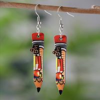 1 Pair Retro Book Cartoon Character Wood Drop Earrings sku image 6