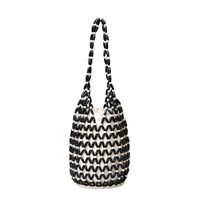 Women's Medium Wooden Beads Polyester Cotton Color Block Basic Vacation Open Straw Bag main image 3