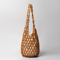 Women's Medium Wooden Beads Polyester Cotton Color Block Basic Vacation Open Straw Bag sku image 4