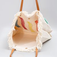 Women's Large Canvas Rainbow Basic Magnetic Buckle Tote Bag main image 4