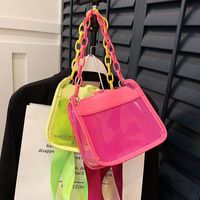 Women's Medium PVC Pu Leather Solid Color Streetwear Chain Magnetic Buckle Crossbody Bag main image 4