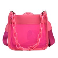 Women's Medium PVC Pu Leather Solid Color Streetwear Chain Magnetic Buckle Crossbody Bag sku image 5